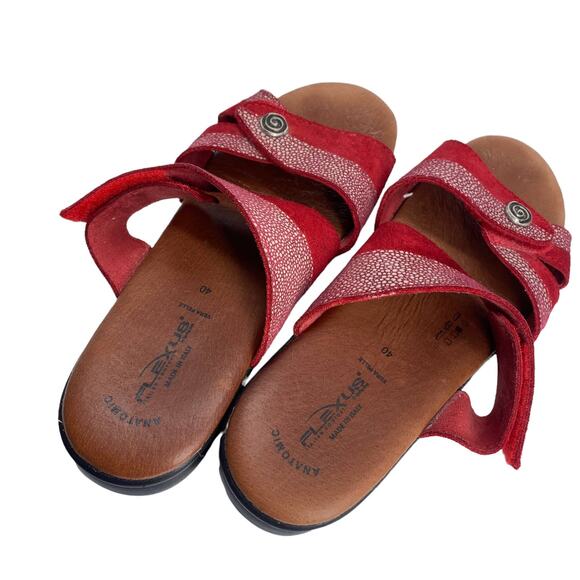 FLEXUS by Spring Step Size 40 Red Suede Italian Comfort Sandals Made in Italy - Picture 7 of 10